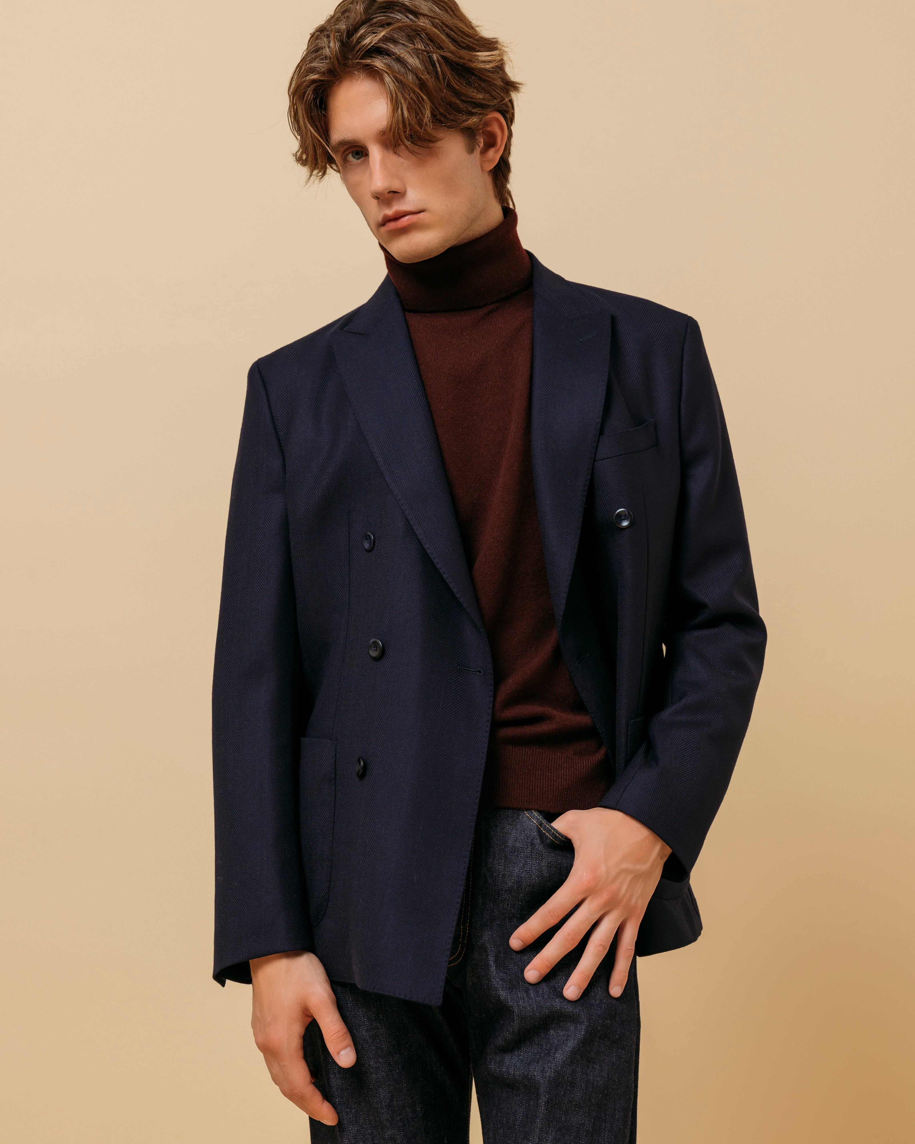 Cashmere Belmondo rollneck in wine