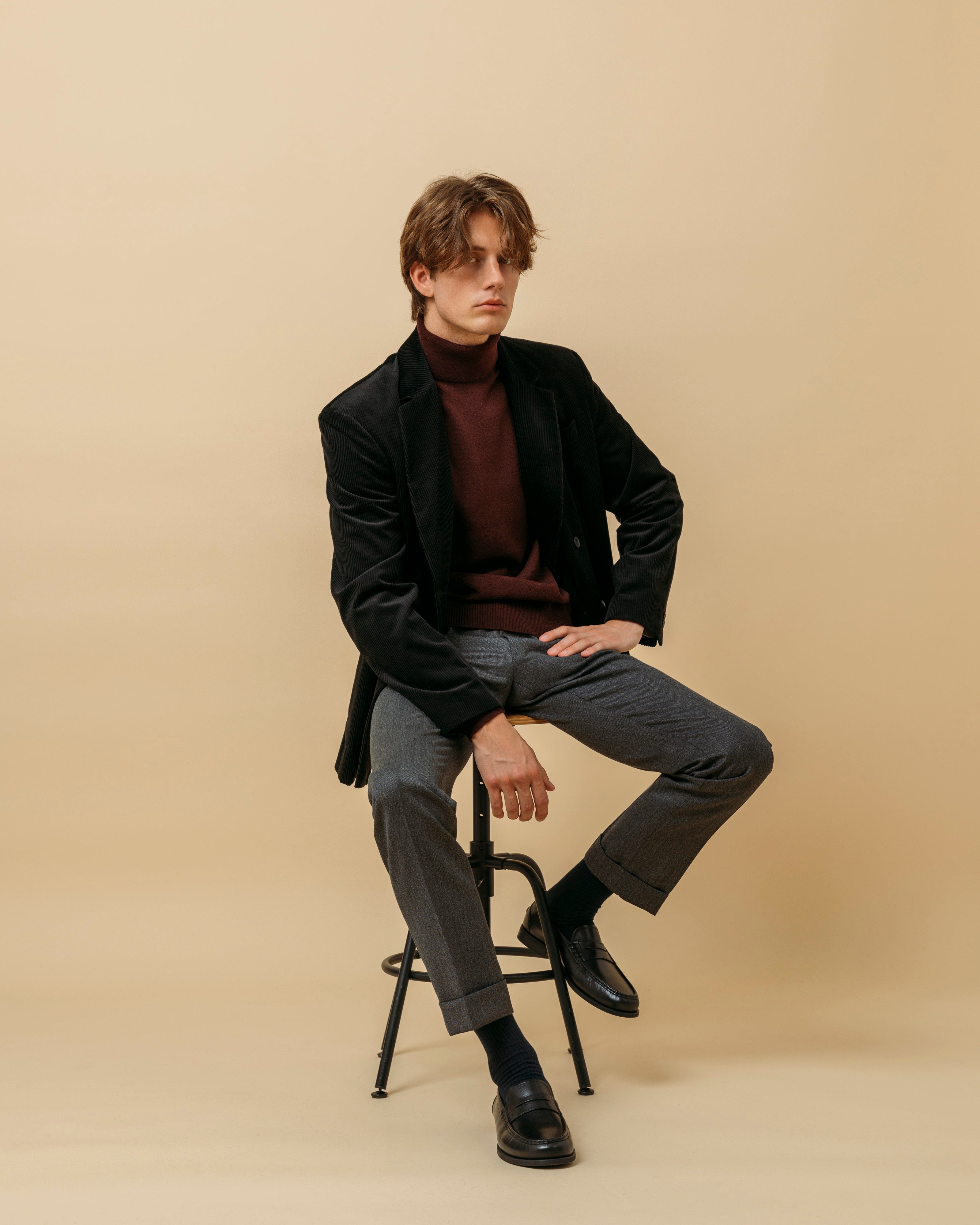 Cashmere Belmondo rollneck in wine