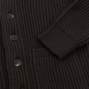 Cashmere shawl collar cardigan in dark olive