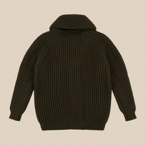 Superfine lambswool shawl collar cardigan in olive - Colhay's