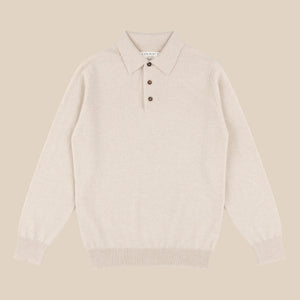 Cashmere polo shirt in oatmeal