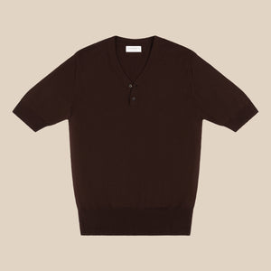 Merino rower's henley shirt in brown - Colhay's