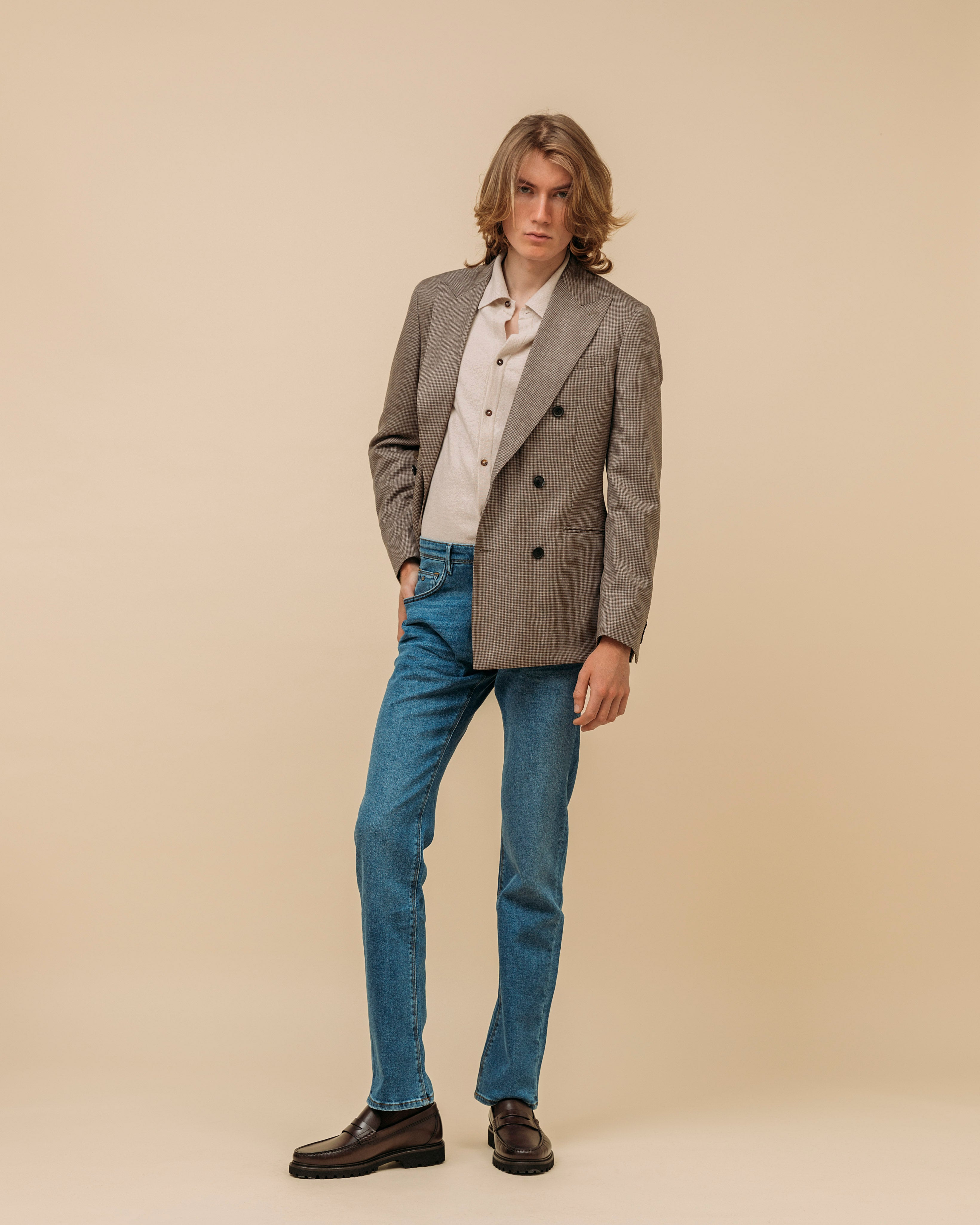 Cashmere shirt cardigan in oatmeal