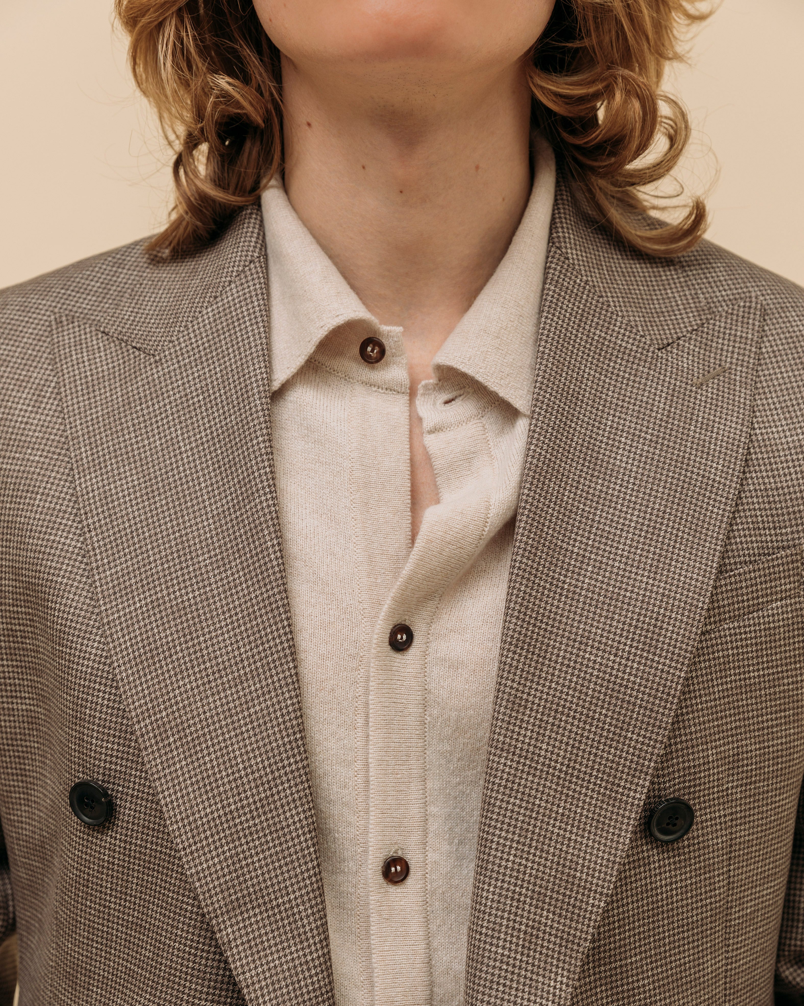 Cashmere shirt cardigan in oatmeal