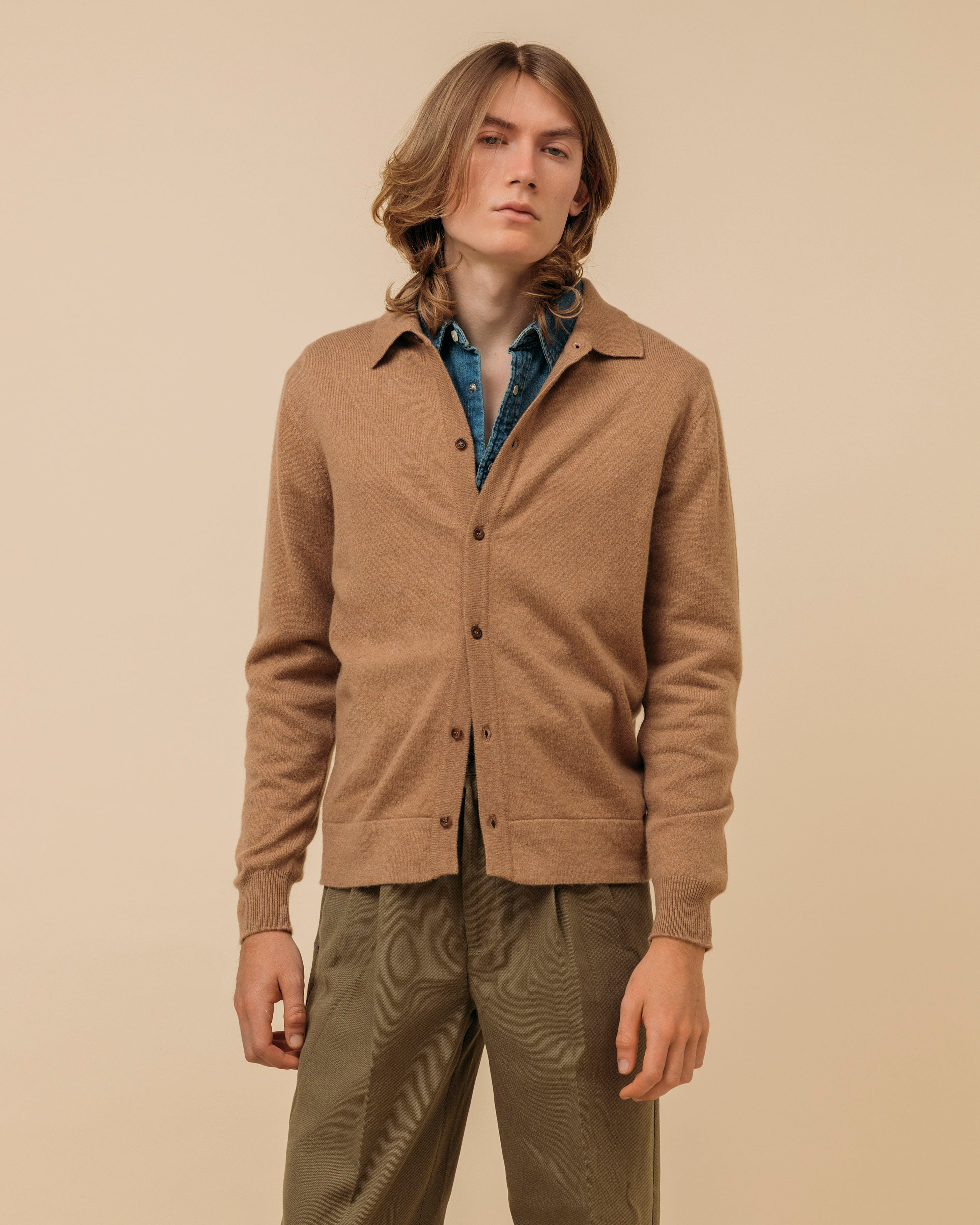 Cardigans Shirt Cashmere Shirt Cardigan In Camel