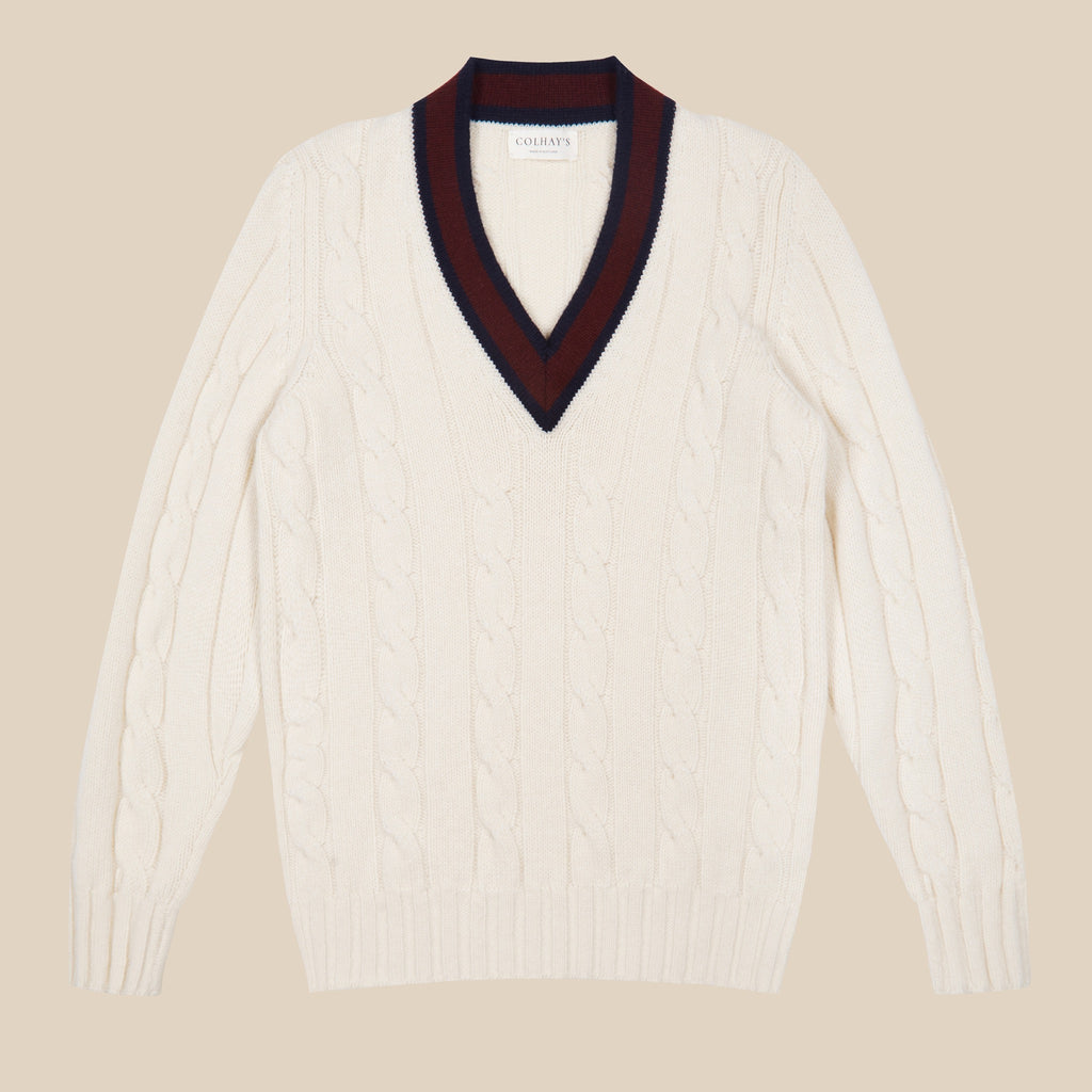 Superfine lambswool tennis cardigan in oatmeal – Colhay's