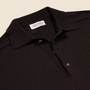 Merino father's polo shirt in dark brown