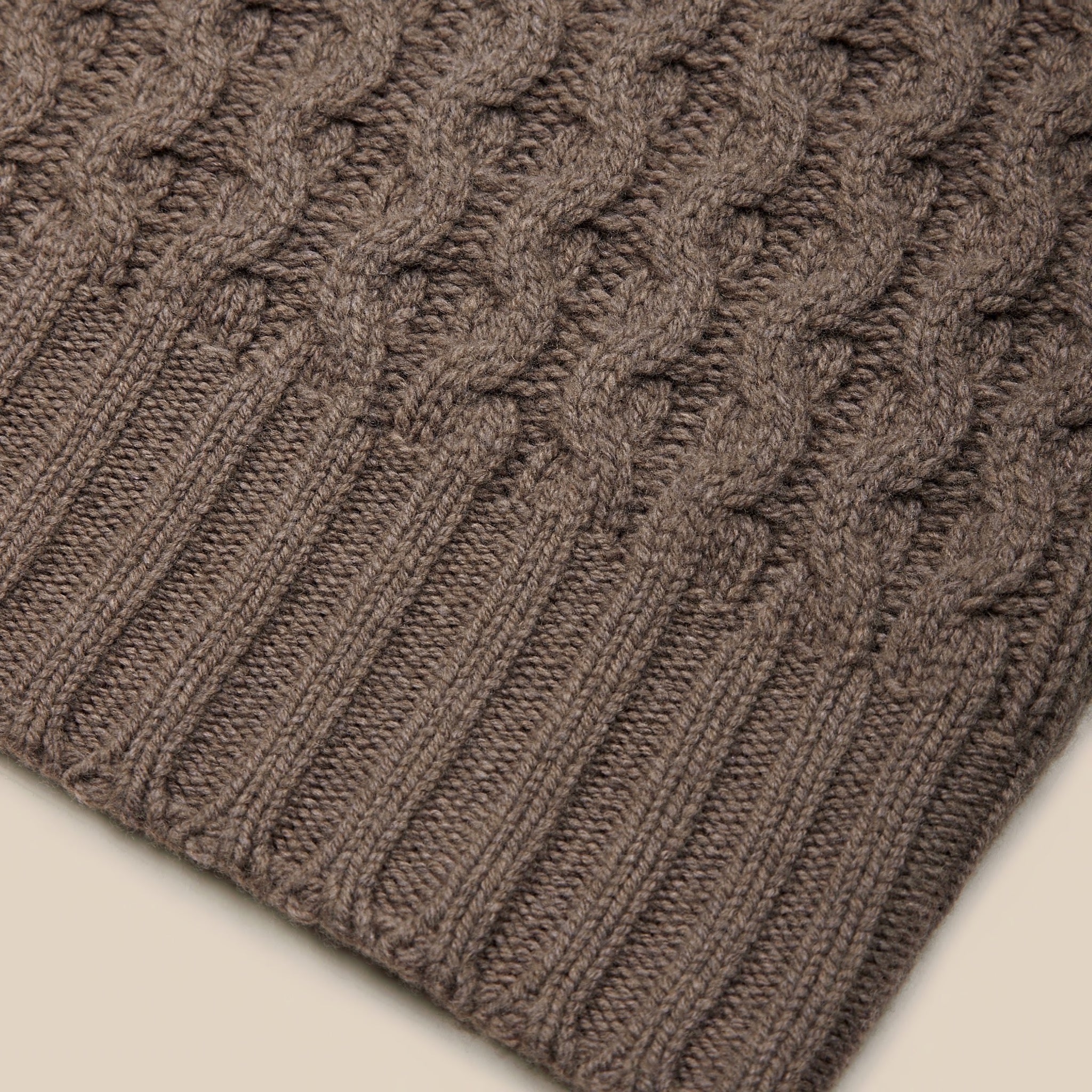 Lambswool cable knit rollneck in brown
