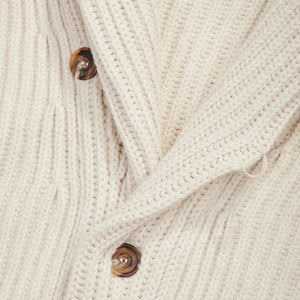 Lambswool shawl collar cardigan in ecru