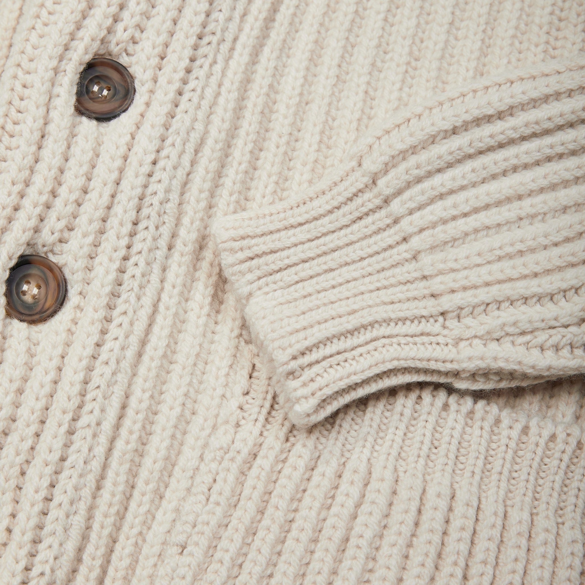 Lambswool shawl collar cardigan in ecru