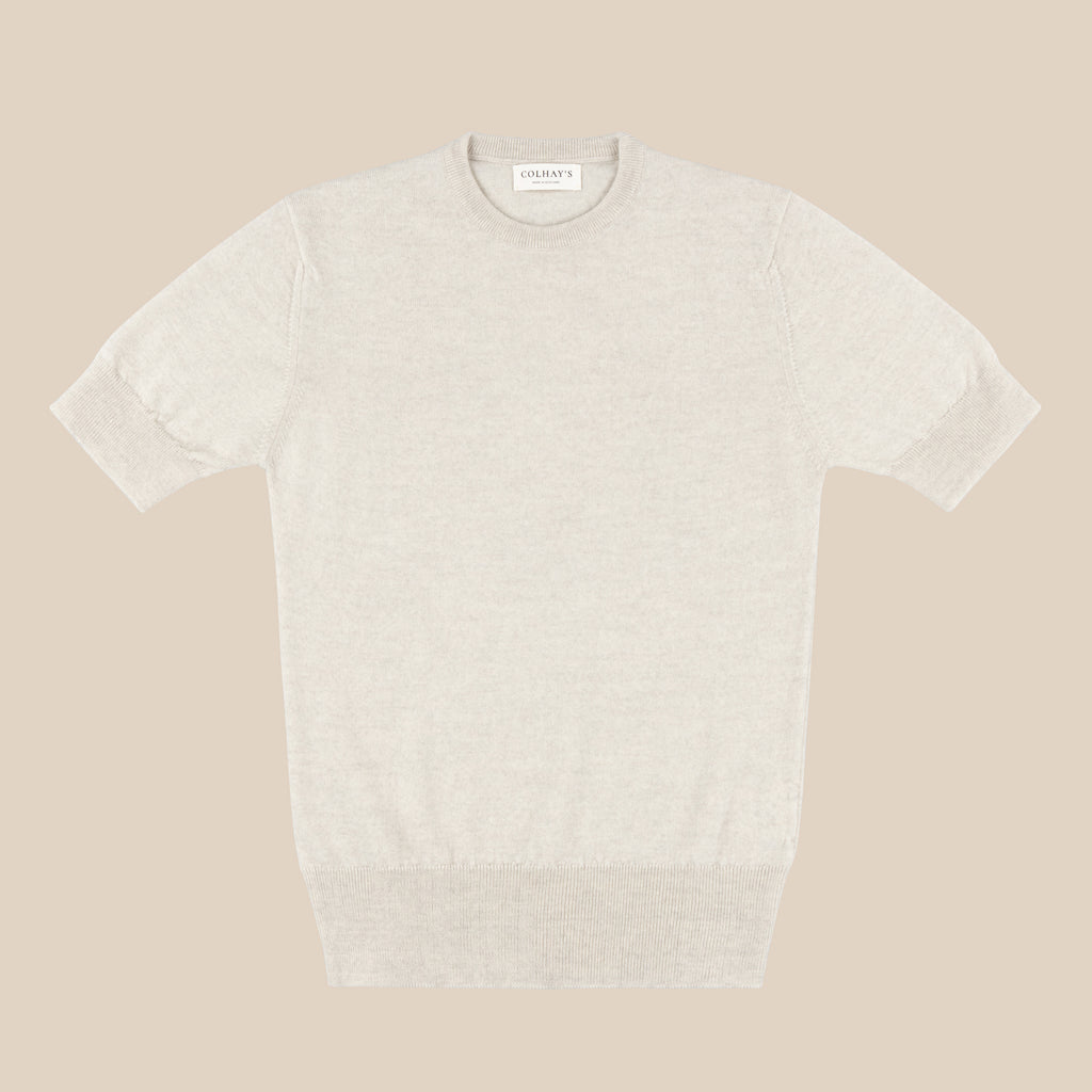 Merino sport shirt in cream mélange - Colhay's