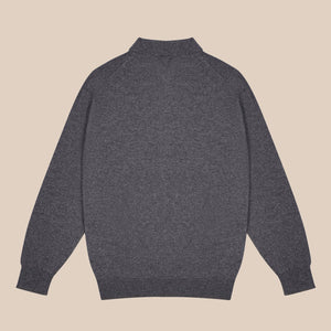 Cashmere polo shirt in grey mélange