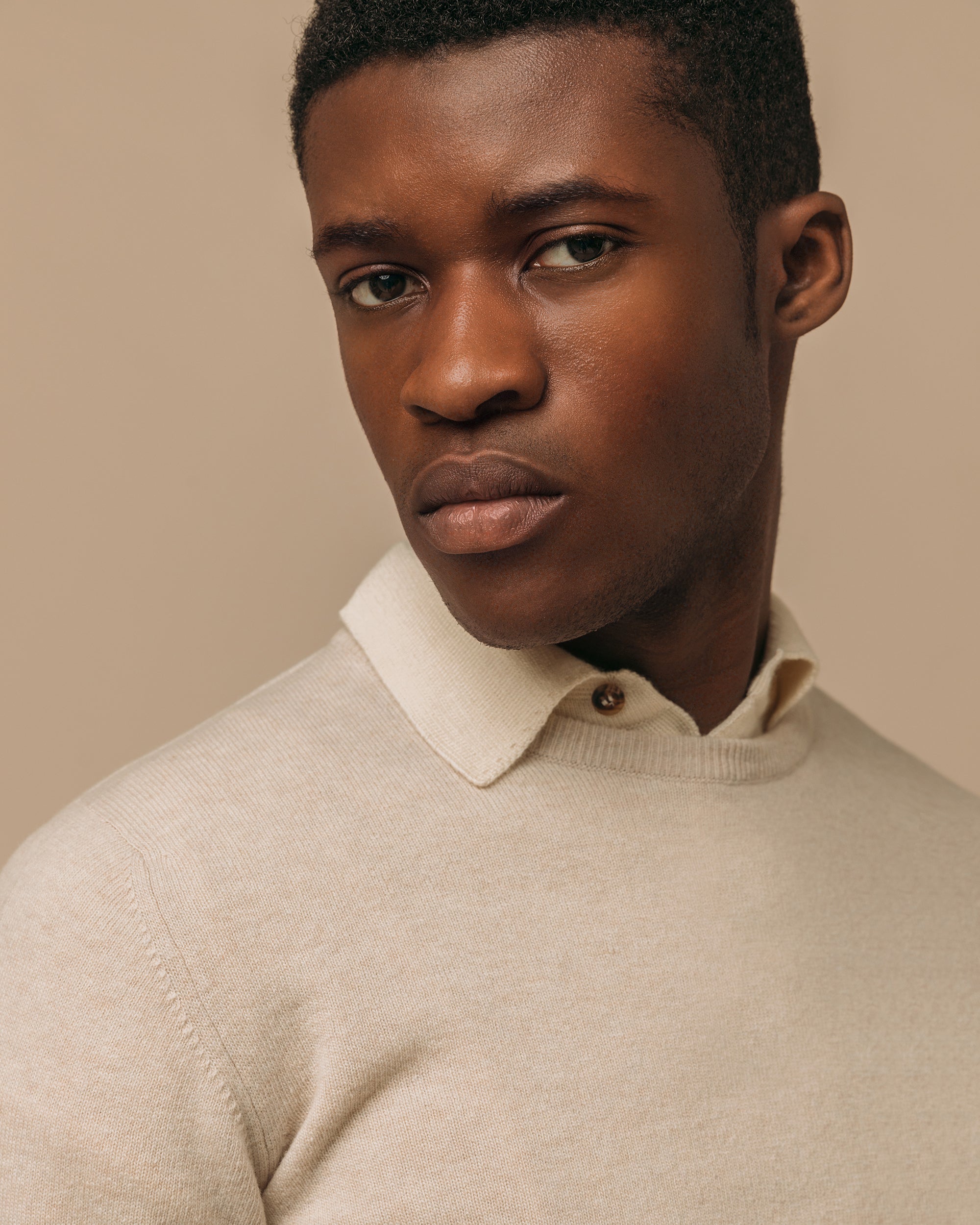 Superfine lambswool crew neck in oatmeal - Colhay's
