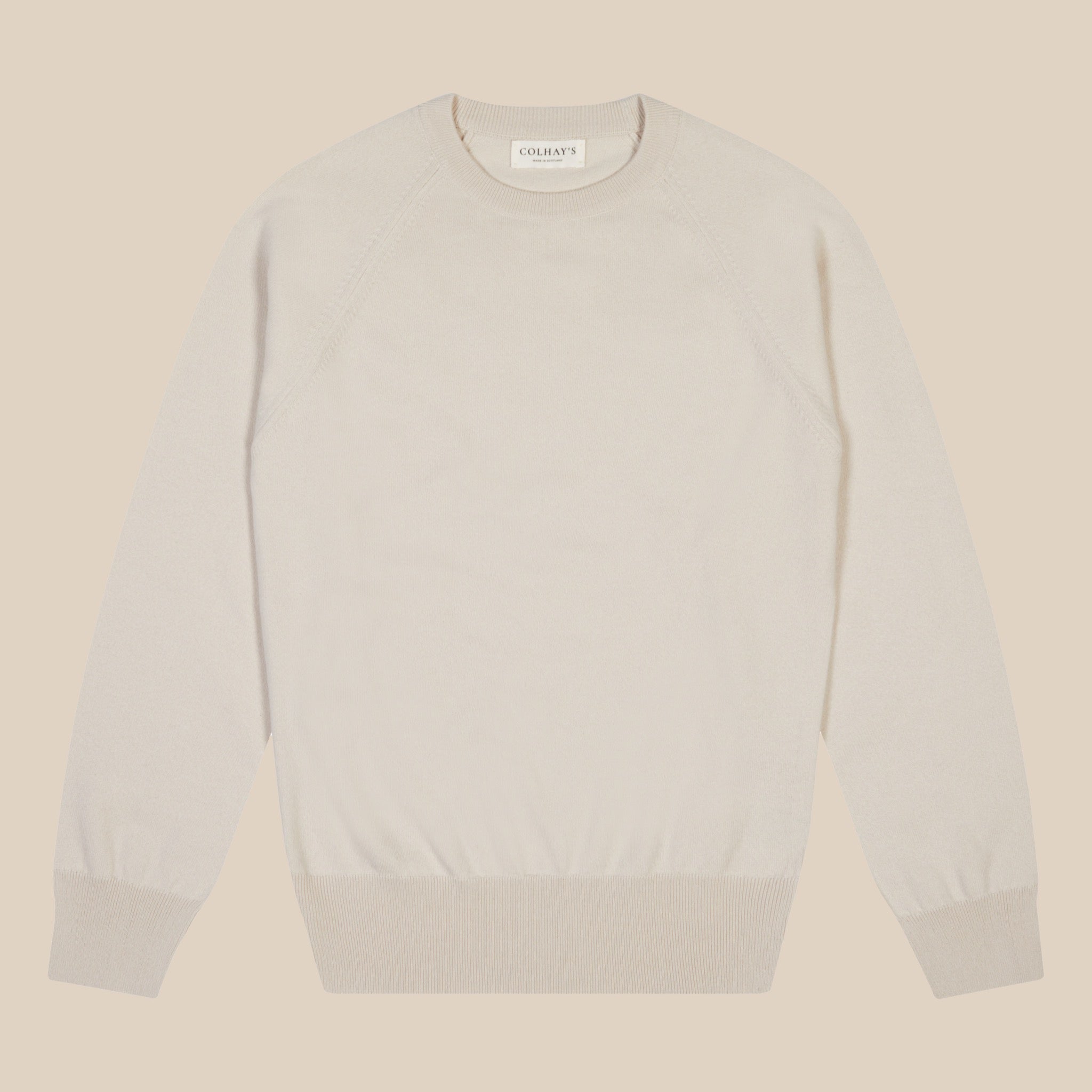 Cashmere cotton collegiate raglan sweatshirt in cream