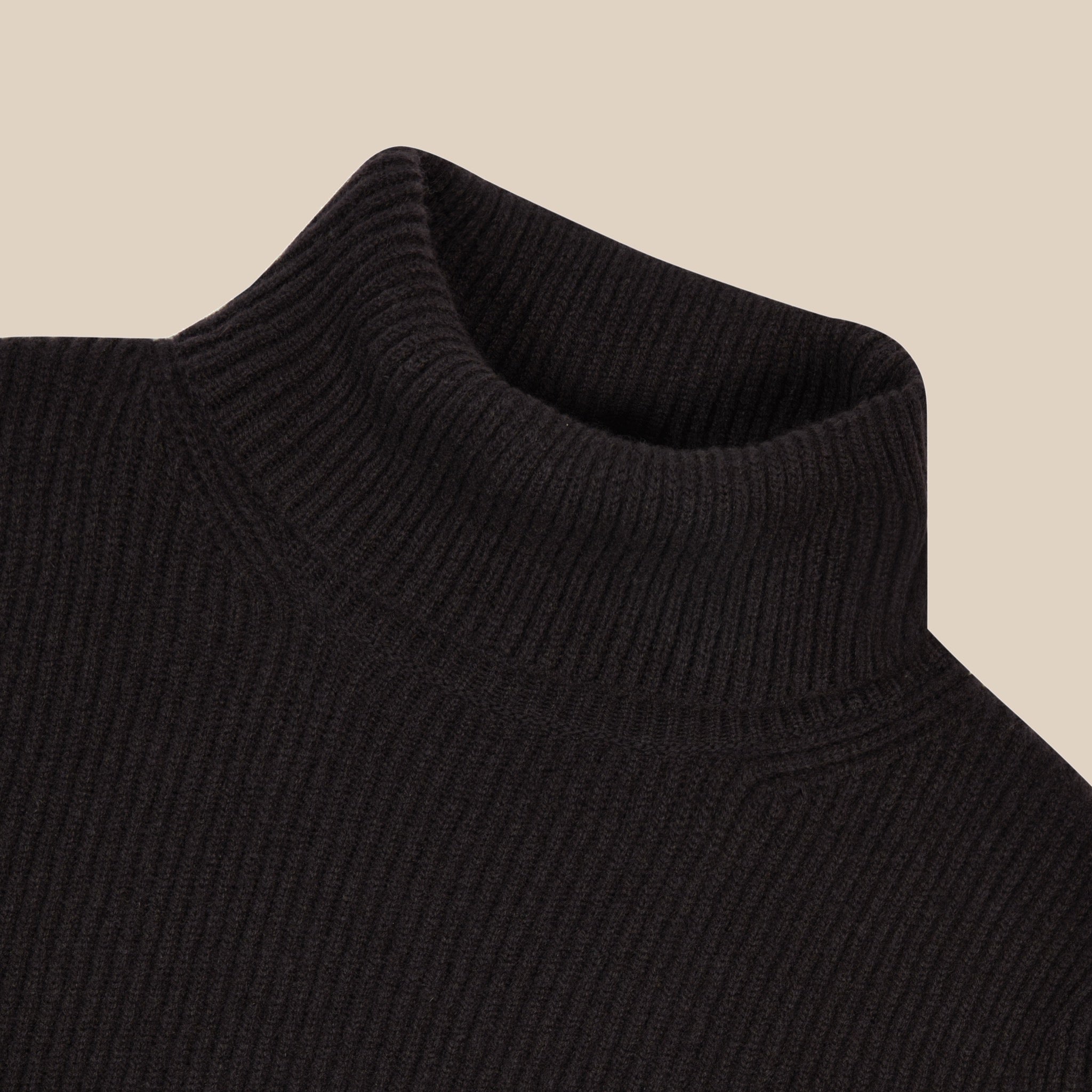 Cashmere ribbed submariner rollneck in dark brown