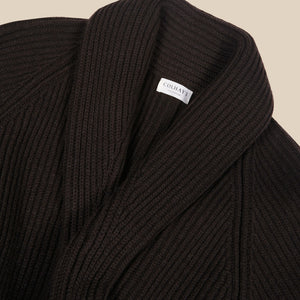 Superfine lambswool shawl coat in dark brown