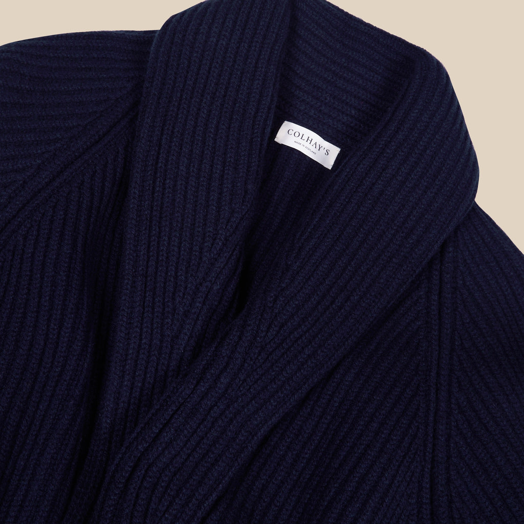 Shawl Collar Coat in Navy - Superfine Lambswool – Colhay's