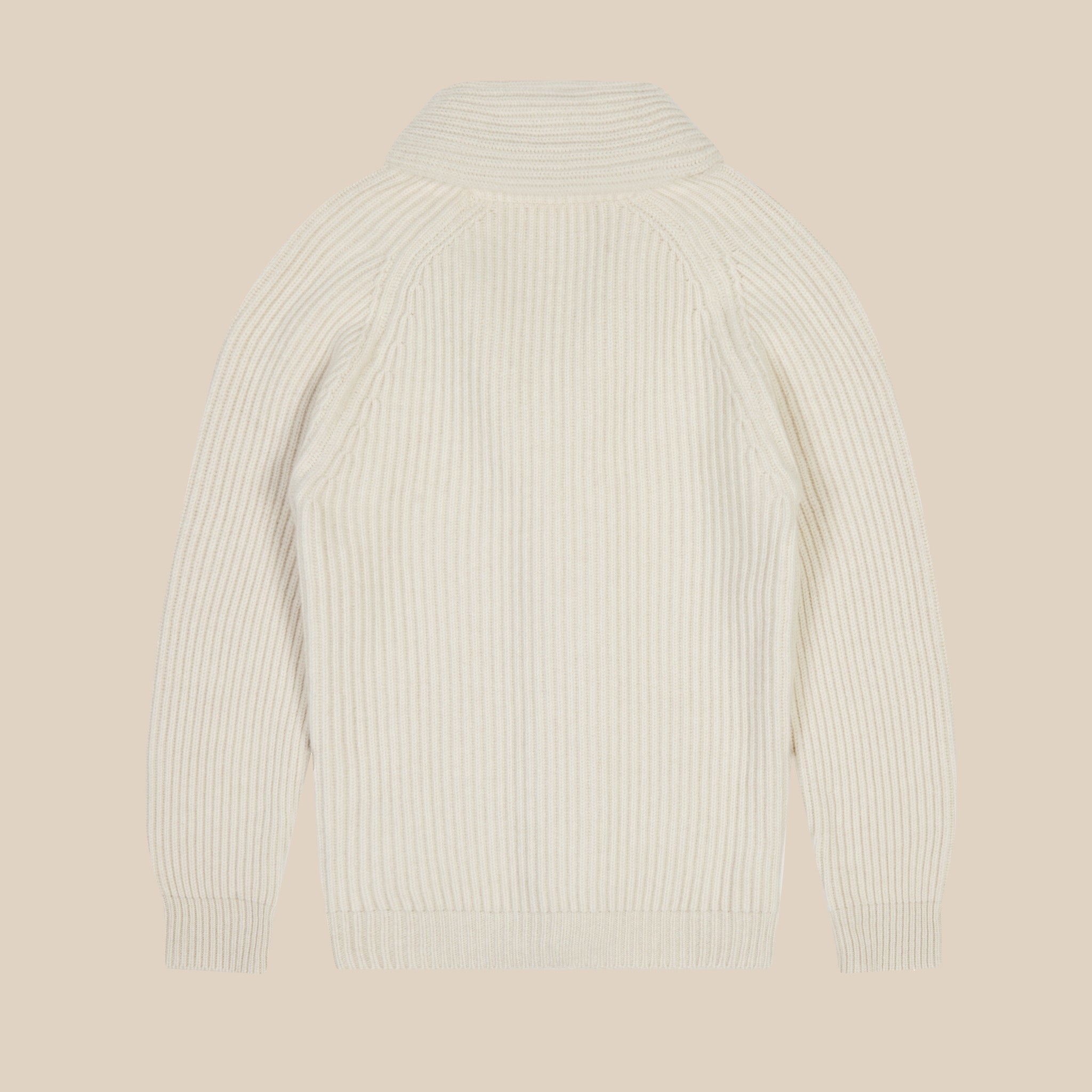 Cashmere shawl collar cardigan in ecru