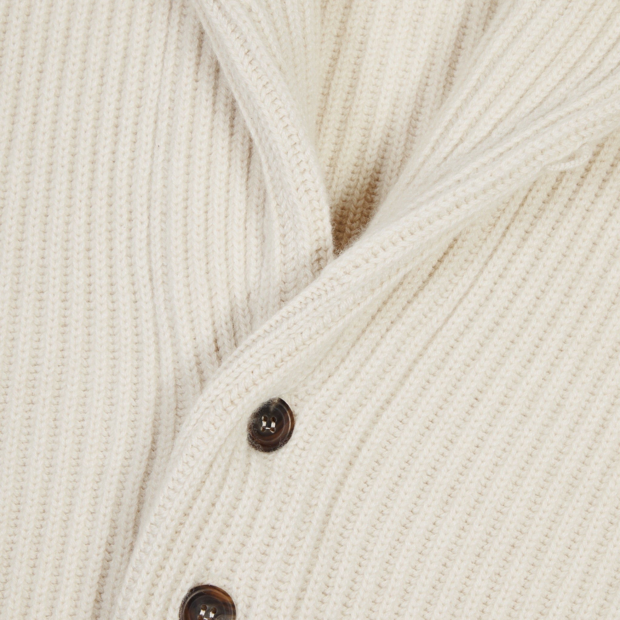 Cashmere shawl collar cardigan in ecru