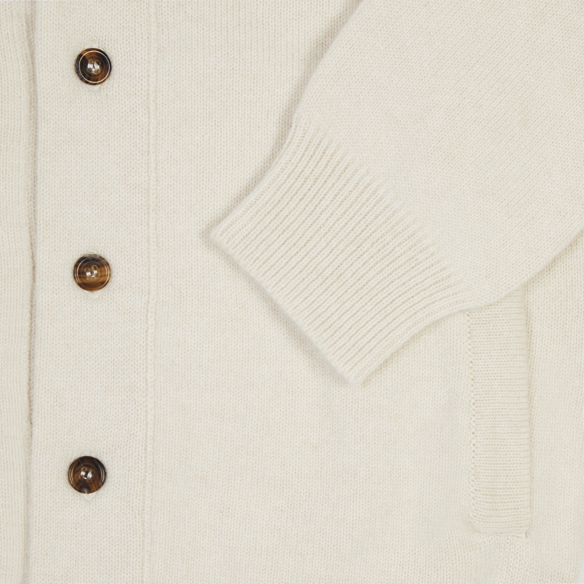 Cashmere painter's shawl collar cardigan in ecru