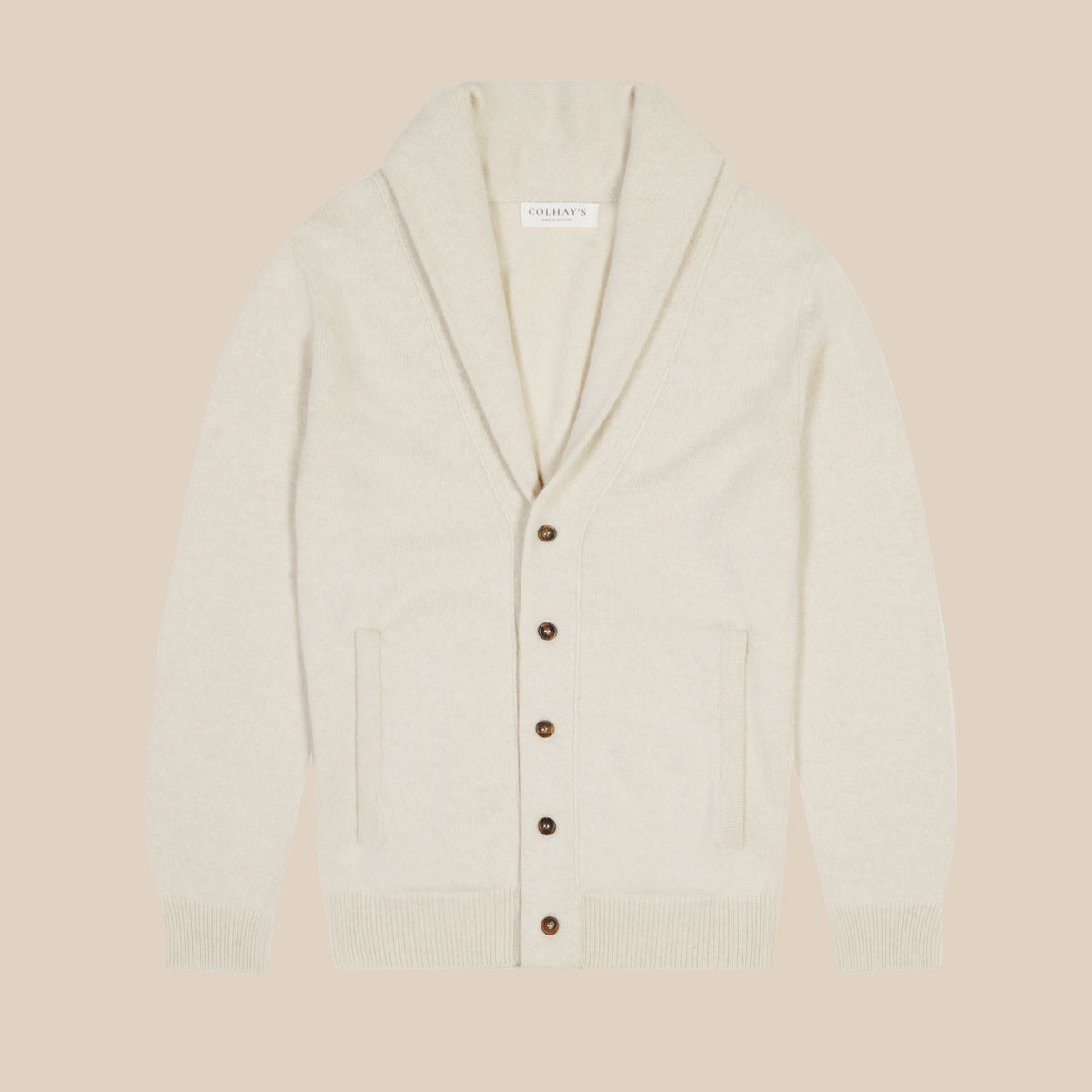 Cashmere Painter's Shawl Collar Cardigan in Ecru