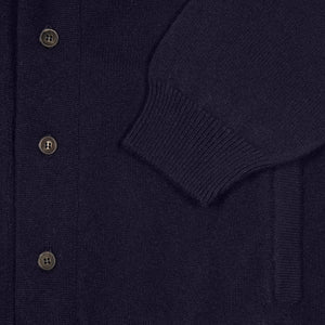 Cashmere painter's shawl collar cardigan in navy
