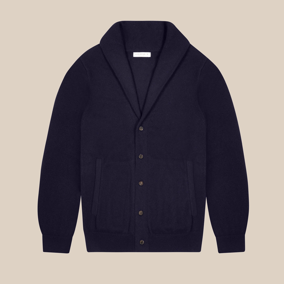Cashmere Painter's Shawl Collar Cardigan in Navy - Main Image
