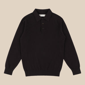 Cashmere polo shirt in dark brown