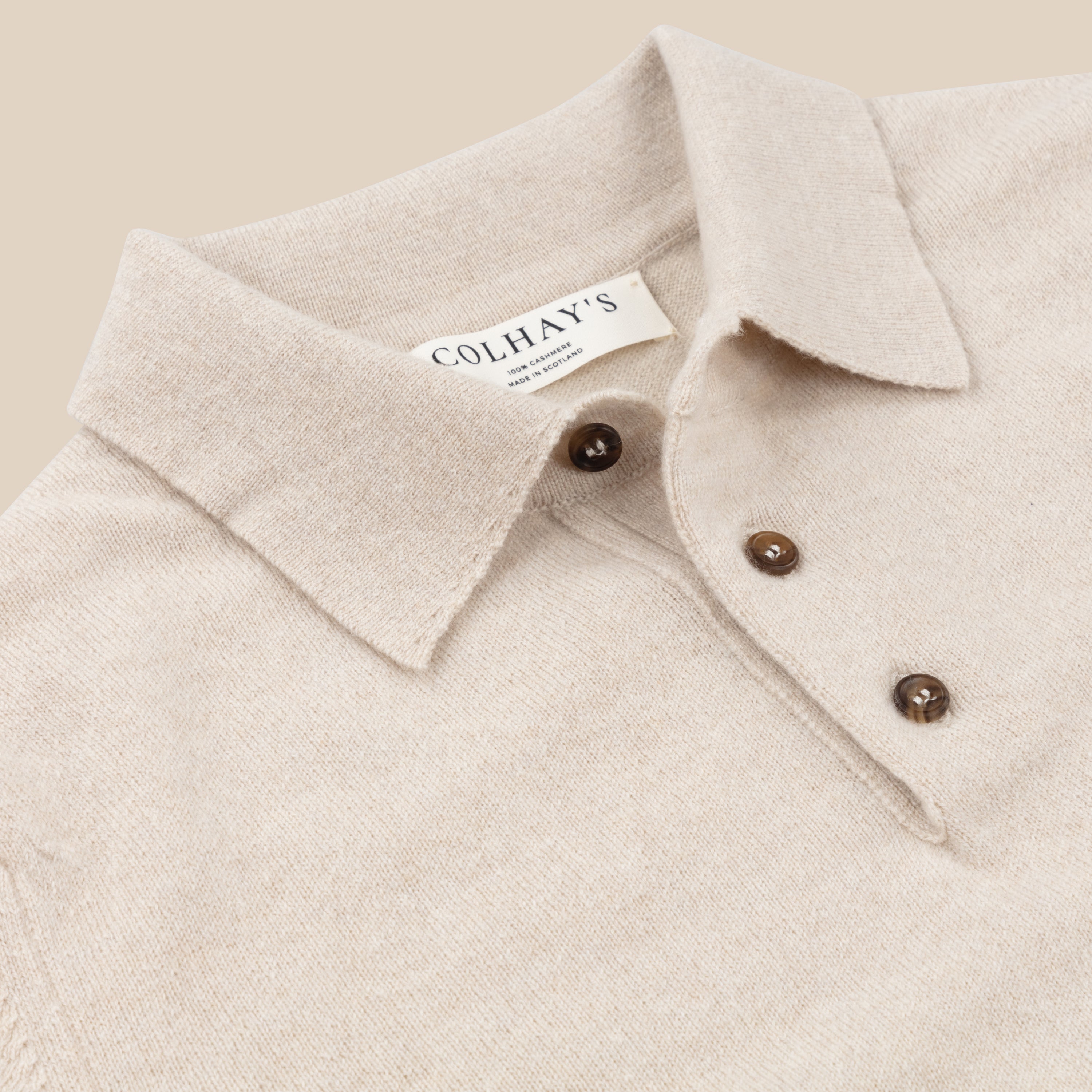 Cashmere polo shirt in oatmeal