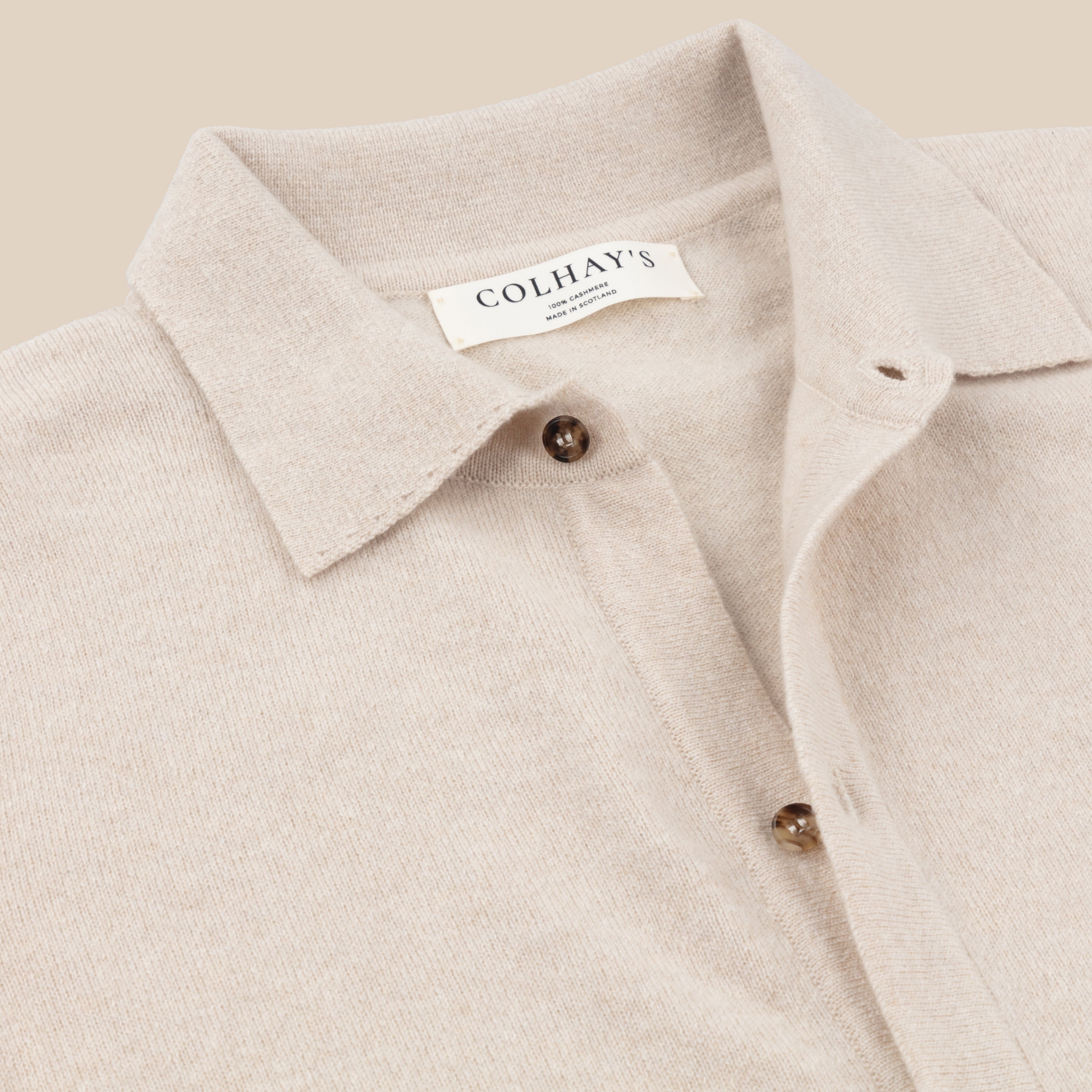 Cashmere shirt cardigan in oatmeal