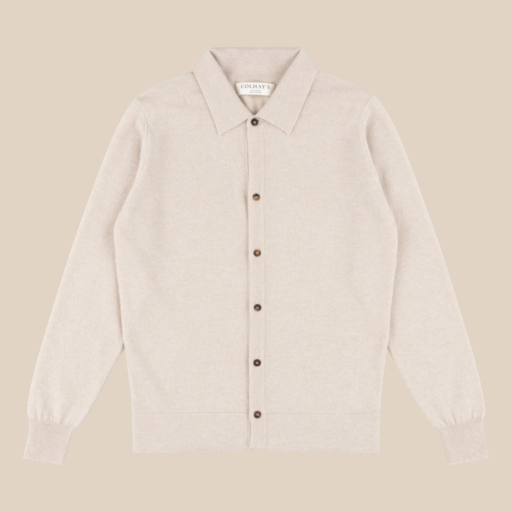 Superfine lambswool tennis cardigan in oatmeal – Colhay's